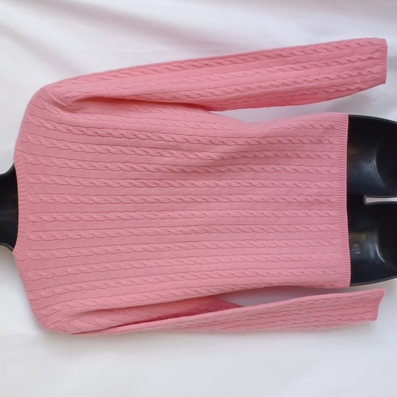 Kirkland 100% cashmere Cable knit sweater Pink, Sz M, 19" PTP, 23"L - Picture 5 of 7